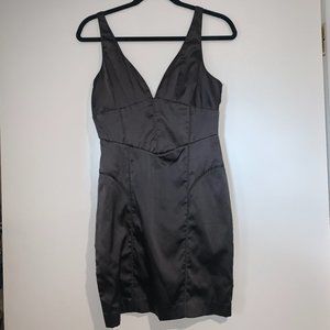 Forever 21 Deep V Satin Corset Dress M Grey NWT